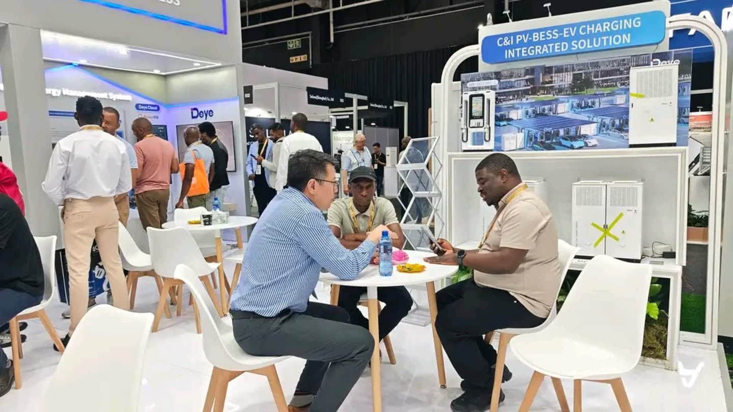 Bakaluba engineers at the Deye stand at Solar and Storage Live Africa 2026.